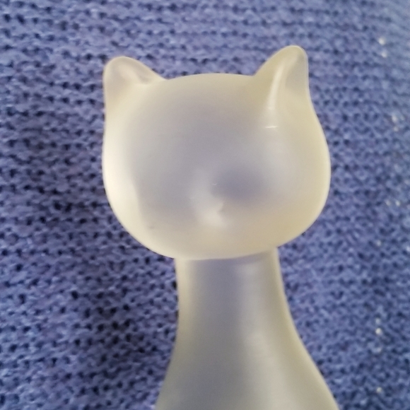 Cool Cat Sculpture Frosted Glass Crystal 6.5" Tall Kitty - Picture 3 of 6